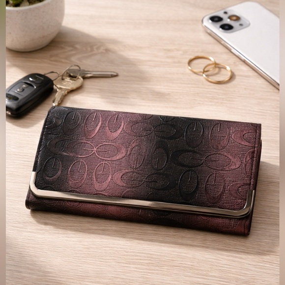 Handbags - Ombré Pink Black Wallet Clutch Organizer Wristlet Faux Leather 7x4